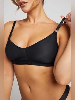 Negative Black Silky Nursing Bra. Size 2. See photos for sizing info. NWT.